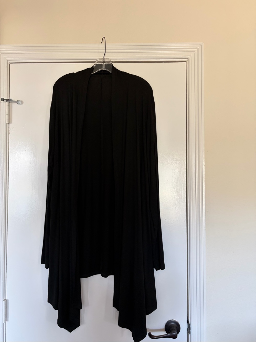 Women's Black Open Front Draped Cardigan Jacket